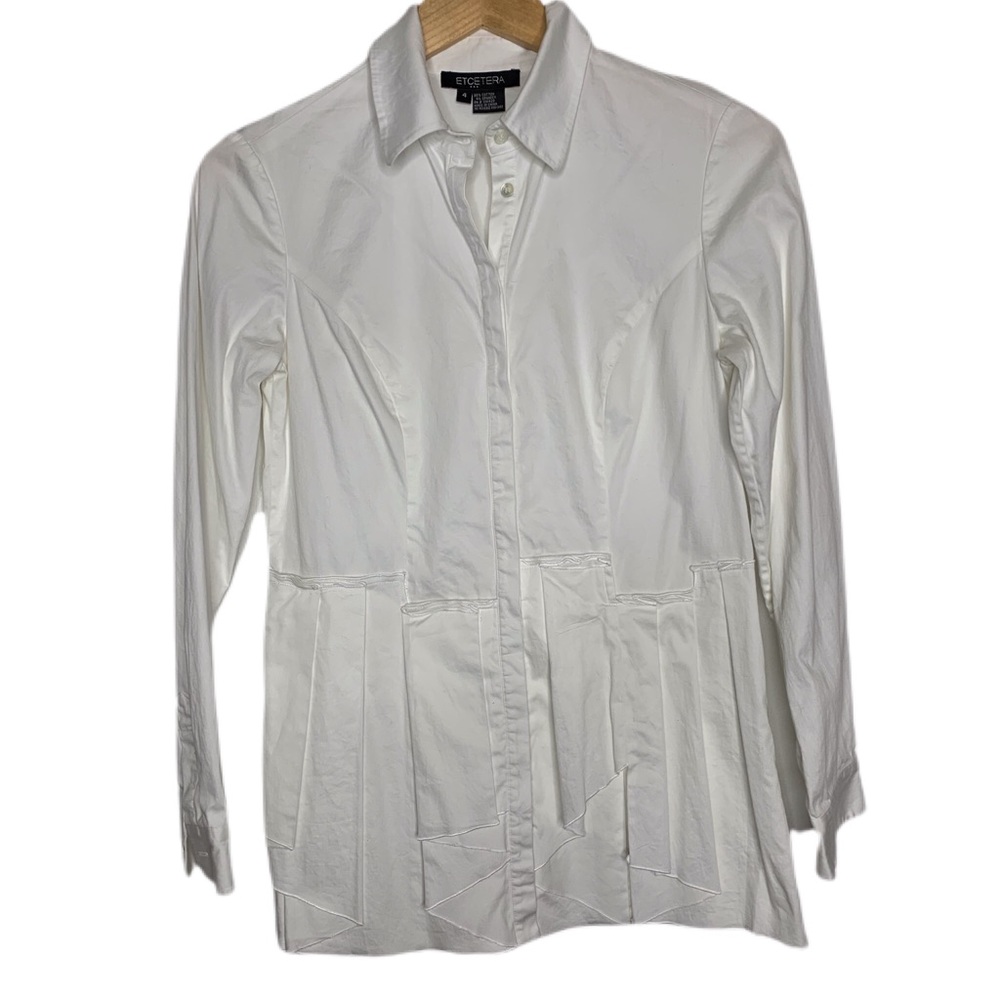 ETCETERA White Cotton Flat Ruffle Blouse